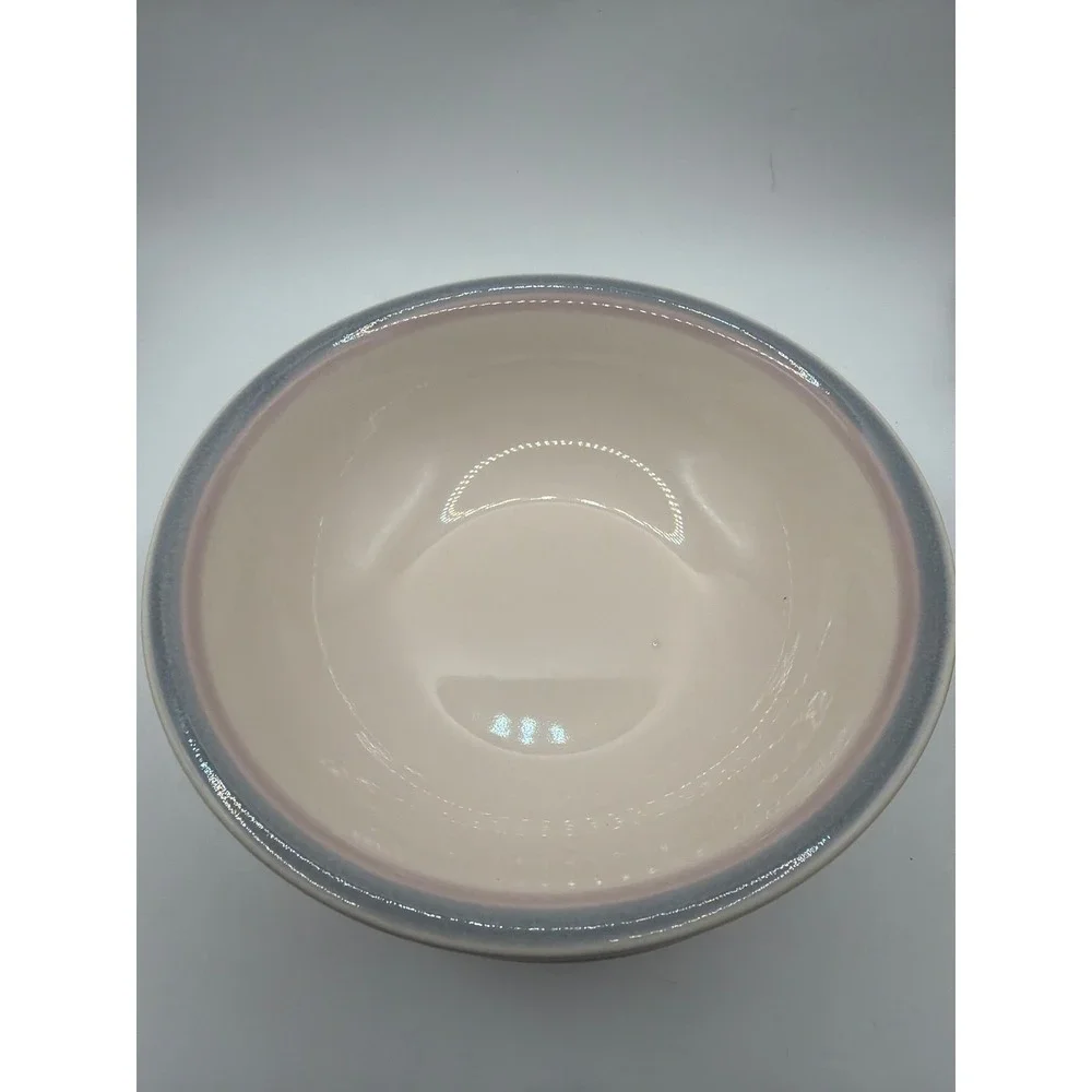 3 VTG Pfaltzgraff Aura Pink Blue Bands Cereal Soup Bowls 6